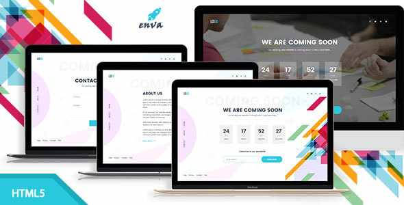 Enva creative coming soon template with countdown timer and contact form