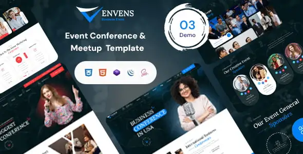 Envens event and conference HTML5 template with responsive Bootstrap 5 design