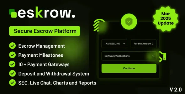 Eskrow secure Laravel escrow platform script dashboard interface