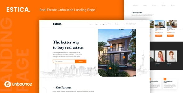 Estica real estate landing page HTML template preview