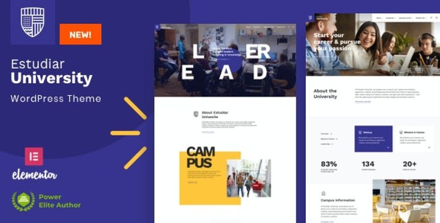 Estudiar college and university WordPress theme with modern education-focused design
