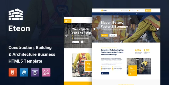 Eteon construction HTML5 template for building and architecture websites