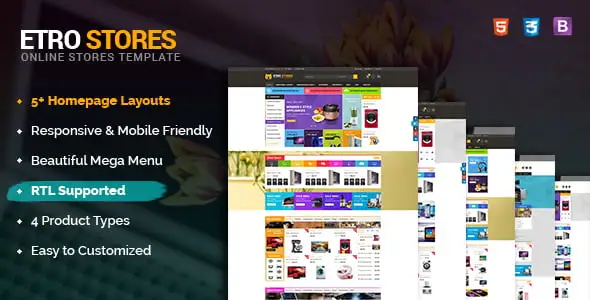 EtroStore responsive HTML5 e-commerce template homepage preview