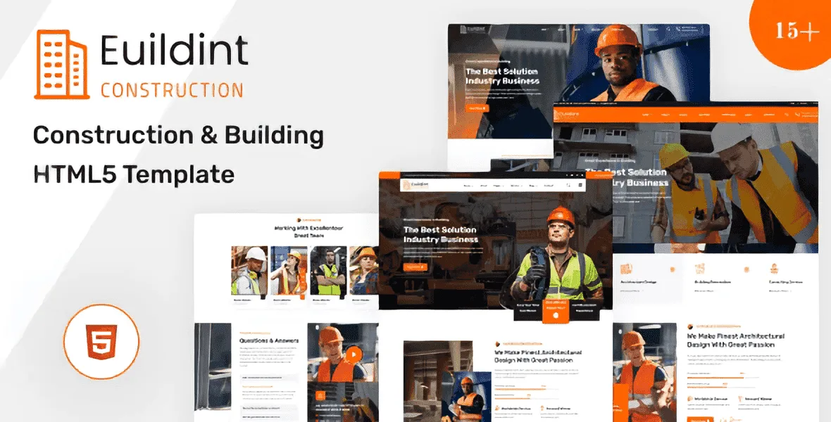 Euildint construction and building HTML5 template homepage preview