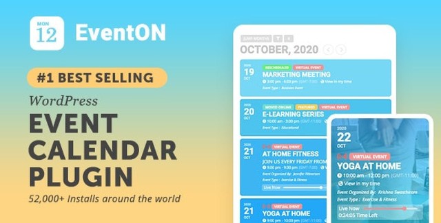EventON WordPress event calendar plugin interface showing customizable event management dashboard
