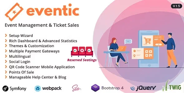 Eventic event management and ticketing system PHP script dashboard interface