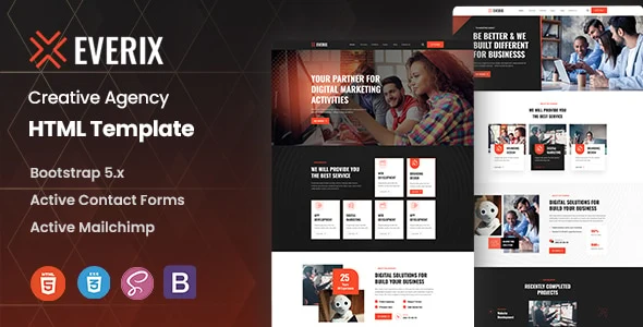 Everix creative agency HTML5 template layout preview