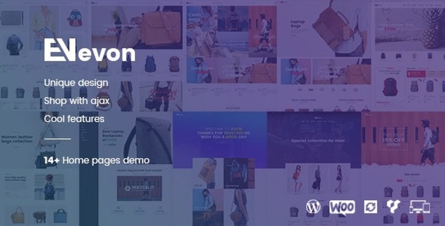 Evon WooCommerce WordPress theme homepage layout for a bag and fashion accessory online store