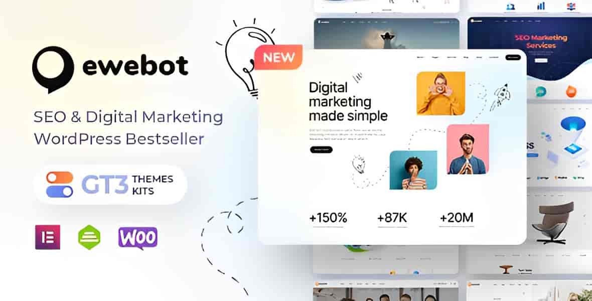 Ewebot SEO WordPress theme for digital marketing agencies homepage preview