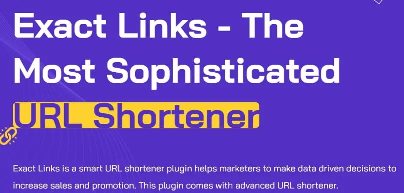 Exact Links Pro WordPress URL shortener plugin interface with analytics dashboard
