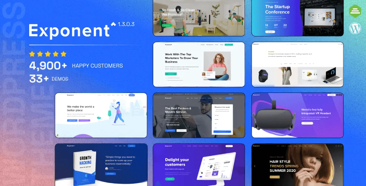 Exponent multi-purpose WordPress business theme dashboard preview