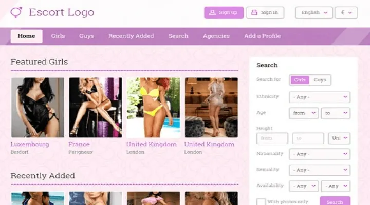 FLYNAX Escort Agency Script dashboard interface for managing escort profiles and monetization