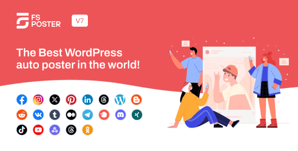 FS Poster WordPress plugin dashboard showing social media accounts connected and scheduled posts queue