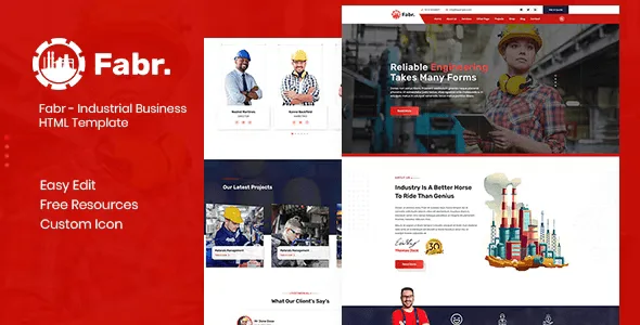 Fabr industrial HTML template preview for manufacturing and factory business websites
