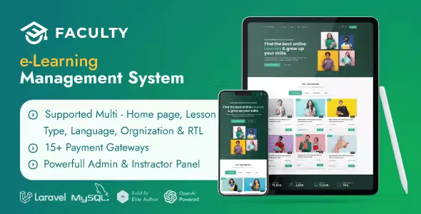 Faculty LMS learning management system PHP script dashboard interface