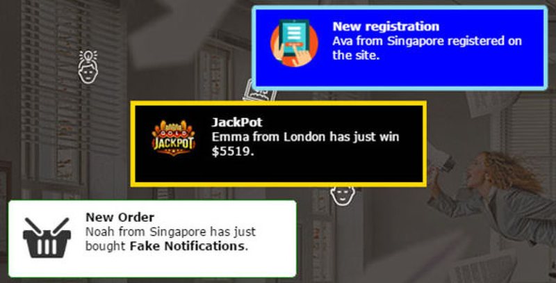 Fake Notifications for WordPress plugin displaying animated social proof notifications