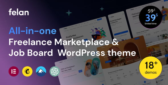 Felan freelance marketplace and job board WordPress theme dashboard preview