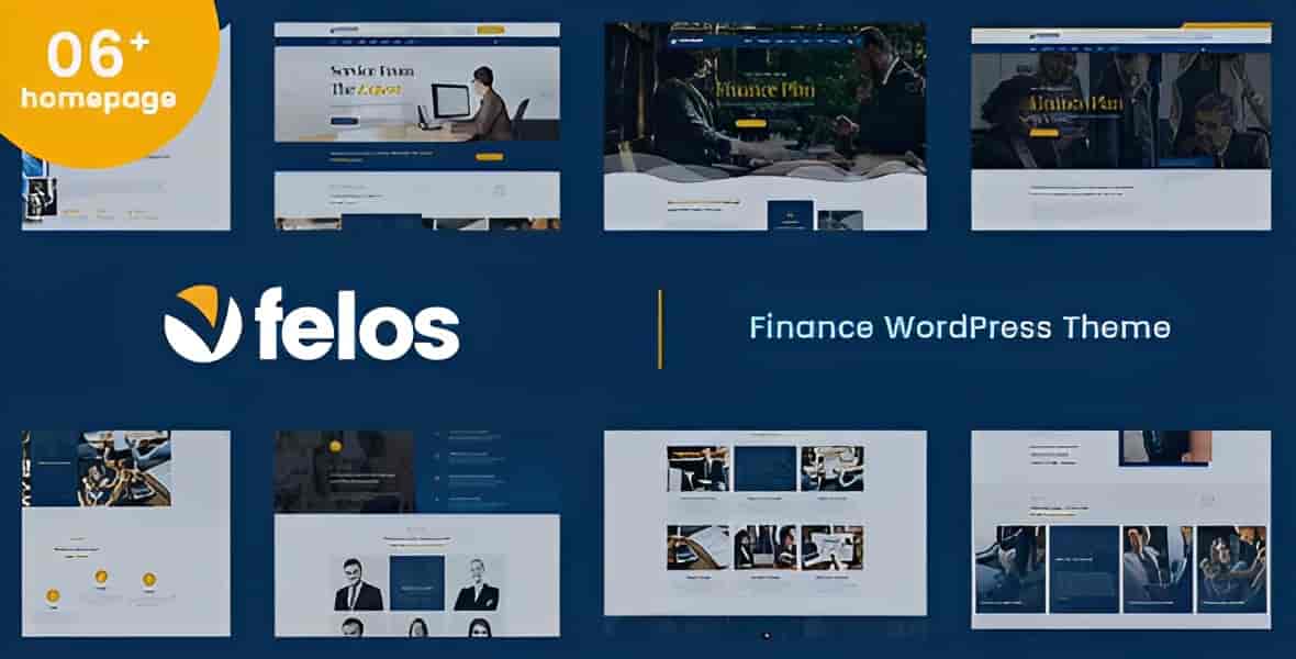 Felos finance WordPress theme preview for corporate and business websites