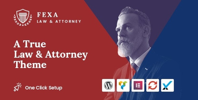 Fexa law firm WordPress theme preview showing professional legal website layout