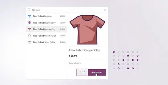 FiboSearch Pro WooCommerce AJAX search plugin showing autocomplete dropdown with product images and prices
