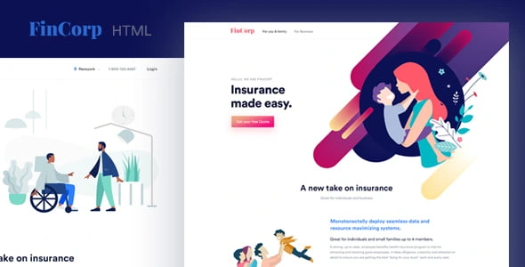 FinCorp finance, insurance & marketing landing page template preview