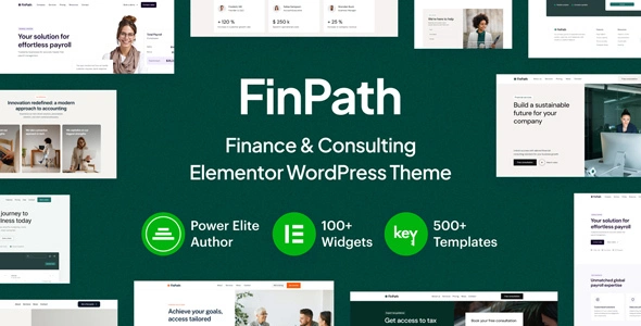 FinPath finance and consulting Elementor WordPress theme homepage layout