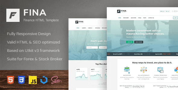 Fina finance and business responsive HTML template homepage preview