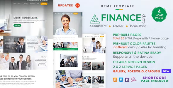 Finance Corp financial services HTML template homepage layout
