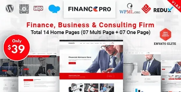 Finance Pro WordPress theme for financial services and consulting businesses