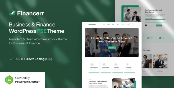 Financerr finance WordPress theme website preview for financial services and corporate businesses