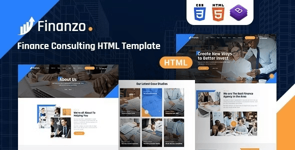 Finanzo financial HTML5 template homepage preview for consulting firms