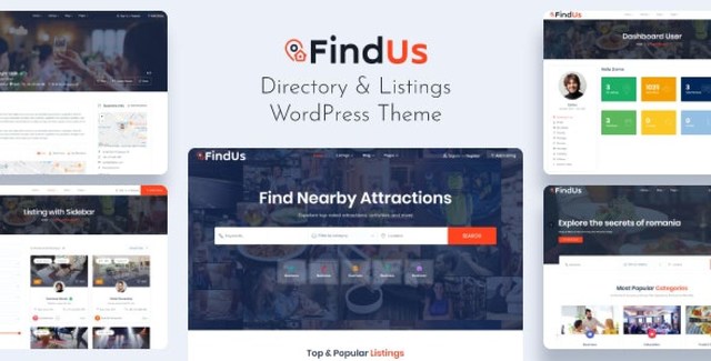 Findus WordPress directory listing theme showing business listing layout with map integration