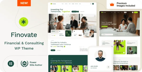 Finovate financial advisor WordPress theme with Elementor compatibility