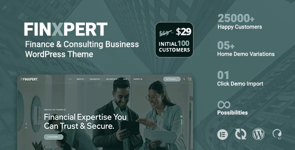 Finxpert WordPress theme for finance and consulting websites