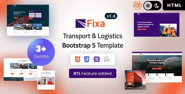 Fixa transport and logistics Bootstrap 5 HTML template homepage preview