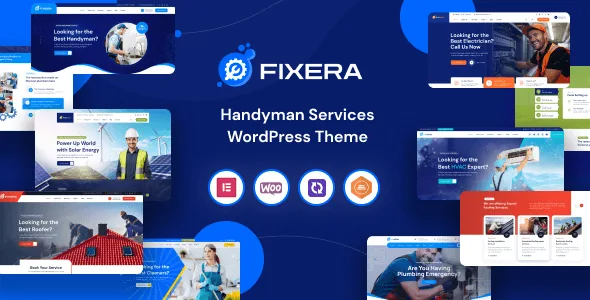 Fixera handyman services WordPress theme with Elementor integration and multiple pre-built website layouts