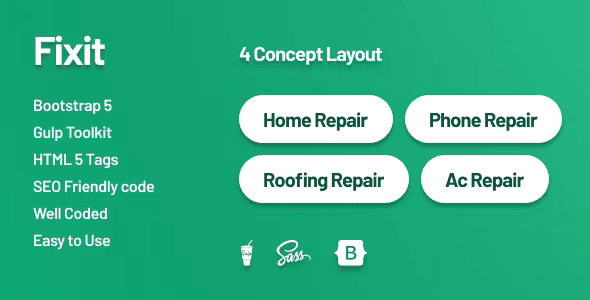 Fixit phone computer repair shop website template homepage preview
