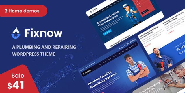 Fixnow plumbing WordPress theme website preview