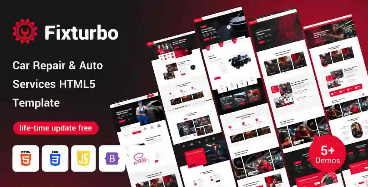 Fixturbo auto repair and automotive services HTML5 template preview