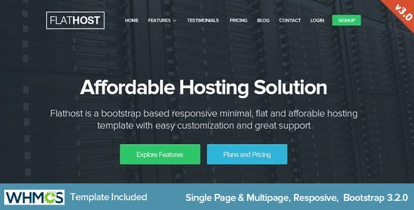 FlatHost responsive hosting template with WHMCS integration