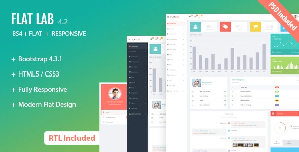 FlatLab Bootstrap 4 responsive admin template with flat design and reusable UI components