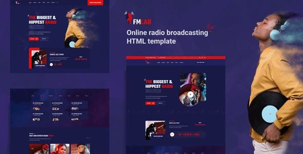 Fmlab online radio HTML5 template for music and DJ websites