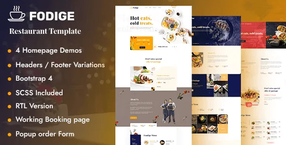 Fodige restaurant cafe HTML template built with Bootstrap 4 and responsive design