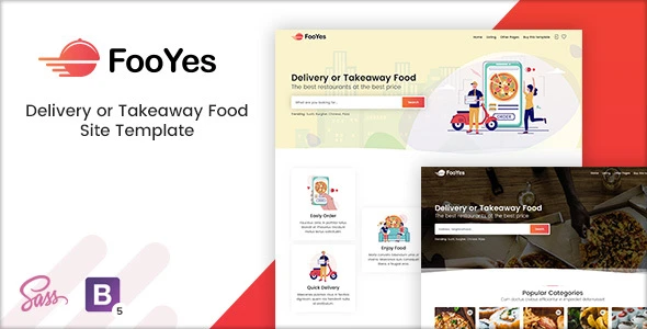 FooYes delivery and takeaway food HTML template with modern layout