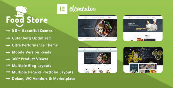 Food Store WooCommerce theme interface for organic food shops and restaurants