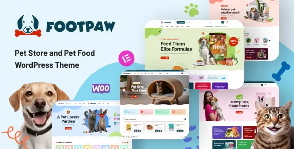 FootPaw pet store WordPress theme for WooCommerce with Elementor page builder