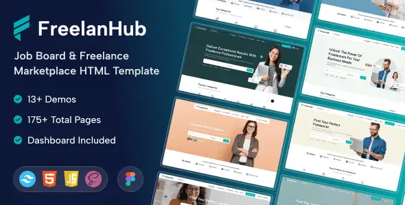 FreelanHub freelance marketplace HTML template homepage preview