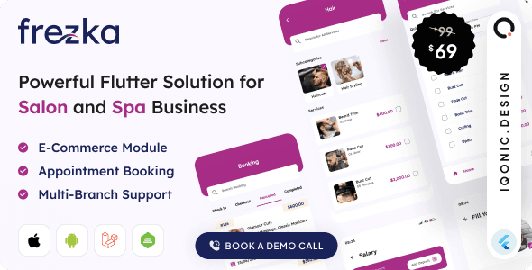 Frezka salon and spa management system interface showing appointment booking and staff scheduling features