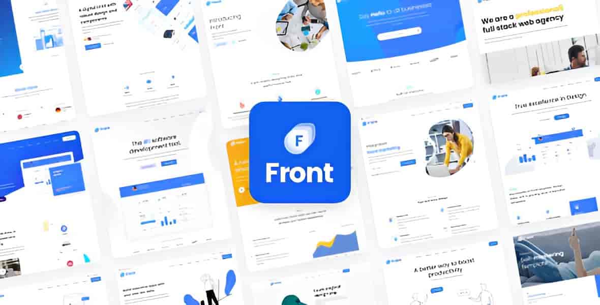 Front multipurpose business WordPress theme with responsive design on mobile and desktop