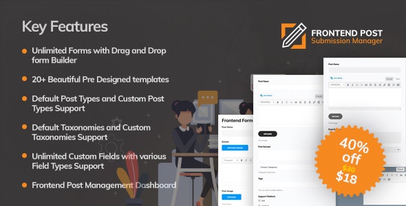 Frontend Post Submission Manager WordPress plugin dashboard interface